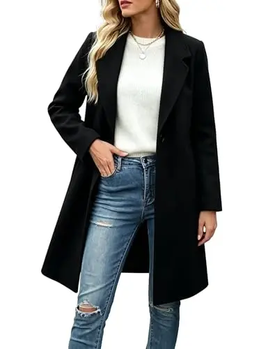 Bankeng Women Winter Wool Blend Camel Mid-Long Coat Notch Double-Breasted Lapel Jacket Outwear 