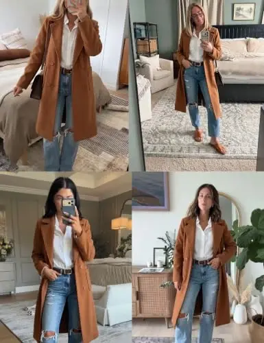 Bankeng Women Winter Wool Blend Camel Mid-Long Coat Notch Double-Breasted Lapel Jacket Outwear - 4