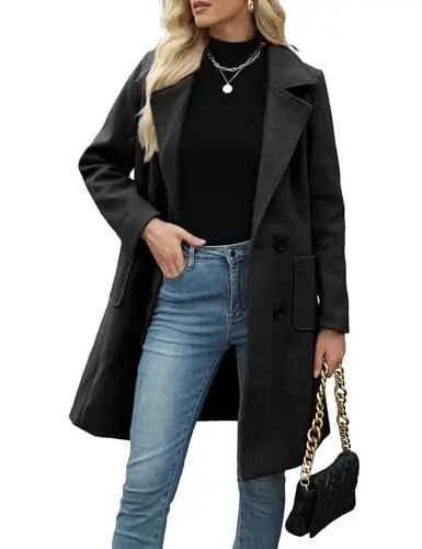 Bankeng Women Winter Wool Blend Camel Mid-Long Coat Notch Double-Breasted Lapel Jacket Outwear - BANKENG