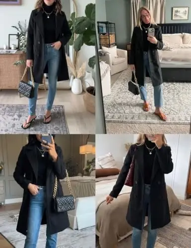 Bankeng Women Winter Wool Blend Camel Mid-Long Coat Notch Double-Breasted Lapel Jacket Outwear - 5