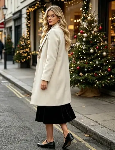 Bankeng Women Winter Wool Blend Camel Mid-Long Coat Notch Double-Breasted Lapel Jacket Outwear - BANKENG (1)