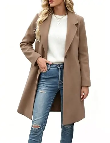 Bankeng Women Winter Wool Blend Camel Oʻrta uzunlikdagi palto Notch ikki tomonlama koʻkrakli Lapel kurtka tashqi kiyim 