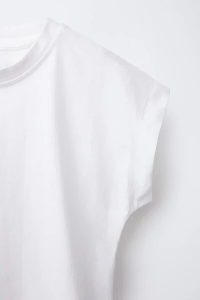 BANTLI DÜZ RENK T-SHIRT-Beyaz - 1