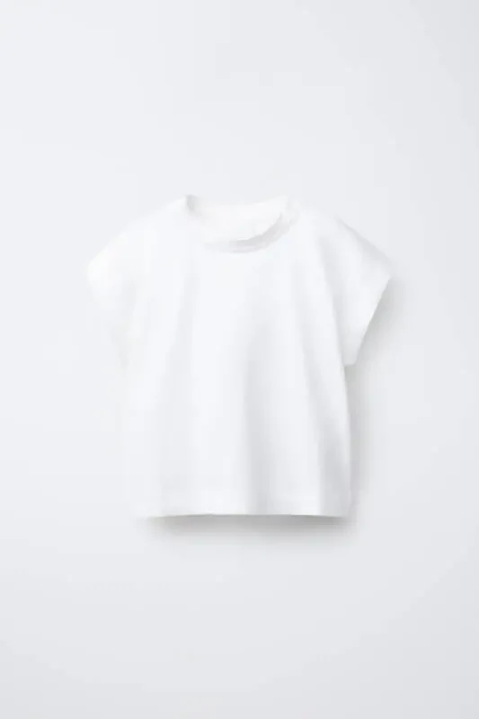 DÜZ RENKLİ PİLİLİ T-SHIRT-Beyaz - 2