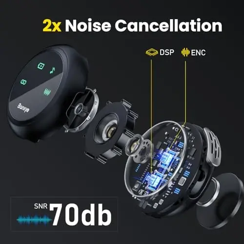 Banxye Wireless Lavalier Microphone for Type-C iPhone 15-16 iPad Andriod Series with Charging Case, AI Noise Cancellation Reverberation Lapel Mic for Video Recording YouTube Interview Live Streaming - 3