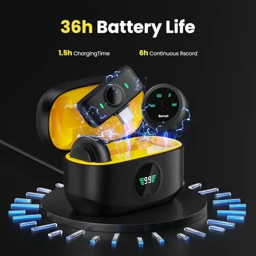 Banxye Wireless Lavalier Microphone for Type-C iPhone 15-16 iPad Andriod Series with Charging Case, AI Noise Cancellation Reverberation Lapel Mic for Video Recording YouTube Interview Live Streaming - 7