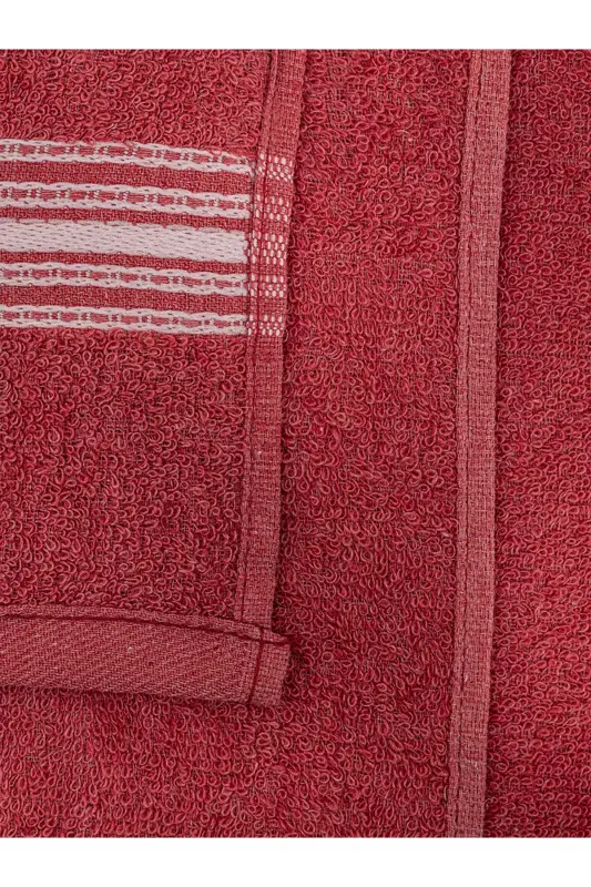 Banyo El Havlusu Seti 4 Lü Kırmızı -Beyaz Elvin – Yumuşak Doku (70X140X2 /50X90CMX2)-BORDO - 3