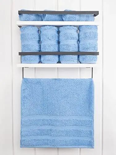 Banyo için Amerikan Soft Linen Lüks El Havluları, 600 GSM Ağır Gramaj 16x28 Boyut %100 Pamuk Türk 4 Parça El Yüz Havlusu Seti, Gök Mavisi El Havluları - 2