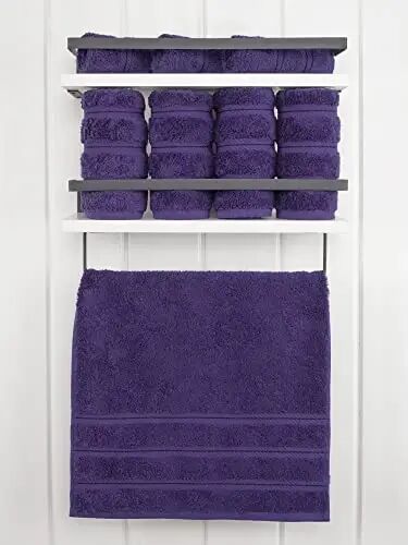 Banyo için Amerikan Soft Linen Lüks El Havluları, 600 GSM Ağır Gramaj 16x28 Ebat %100 Pamuk Türk 4 Parça El ve Yüz Havlusu Seti, Mor El Havluları - 2