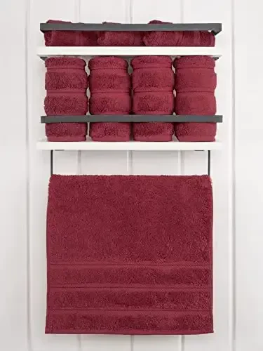 American Soft Linen Luxury Hand Towels for Bathroom, 600 GSM 100% Cotton Turkish 4 Piece Hand Towel Set, 600 GSM Hand Face Towels for Kitchen, Bordeaux Red Hand Towels - 3