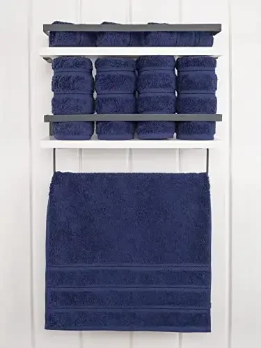 American Soft Linen Luxury Hand Towels for Bathroom, 600 GSM 100% Cotton Turkish 4 Piece Hand Towel Set, 600 GSM Hand Face Towels for Kitchen, Navy Blue Hand Towels - 3