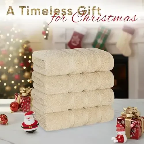 American Soft Linen Luxury Hand Towels for Bathroom, 600 GSM 100% Cotton Turkish 4 Piece Hand Towel Set, 600 GSM Hand Face Towels for Kitchen, Beige Hand Towels - AMERICAN SOFT LINEN (1)