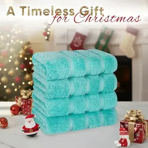 American Soft Linen Luxury Hand Towels for Bathroom, 600 GSM 100% Cotton Turkish 4 Piece Hand Towel Set, 600 GSM Hand Face Towels for Kitchen, Turquoise Blue Hand Towels - AMERICAN SOFT LINEN (1)