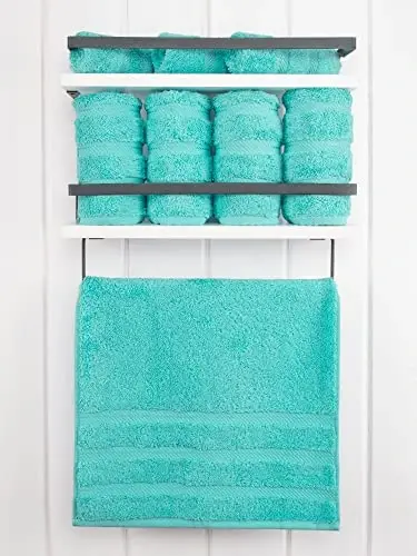 American Soft Linen Luxury Hand Towels for Bathroom, 600 GSM 100% Cotton Turkish 4 Piece Hand Towel Set, 600 GSM Hand Face Towels for Kitchen, Turquoise Blue Hand Towels - 2