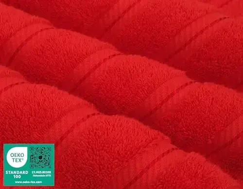 American Soft Linen Luxury Hand Towels for Bathroom, 600 GSM 100% Cotton Turkish 4 Piece Hand Towel Set, 600 GSM Hand Face Towels for Kitchen, Red Hand Towels - 4