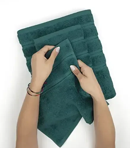 American Soft Linen Luxury Hand Towels for Bathroom, 600 GSM 100% Cotton Turkish 4 Piece Hand Towel Set, 600 GSM Hand Face Towels for Kitchen, Teal Hand Towels - 6