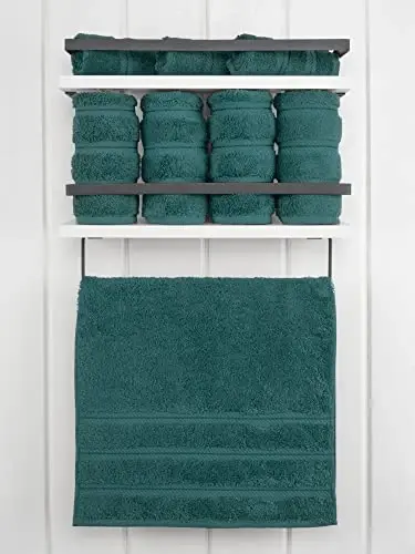 American Soft Linen Luxury Hand Towels for Bathroom, 600 GSM Heawy Weight 16x28 Size 100% Cotton Turkish 4 Piece Hand Face Towel Set, Teal Hand Towels - 2