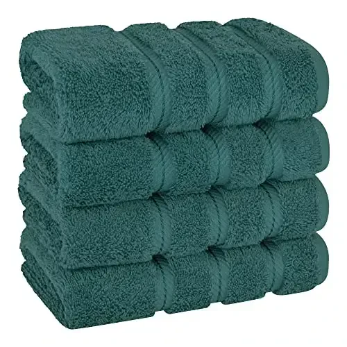 American Soft Linen Luxury Hand Towels for Bathroom, 600 GSM 100% Cotton Turkish 4 Piece Hand Towel Set, 600 GSM Hand Face Towels for Kitchen, Teal Hand Towels - AMERICAN SOFT LINEN