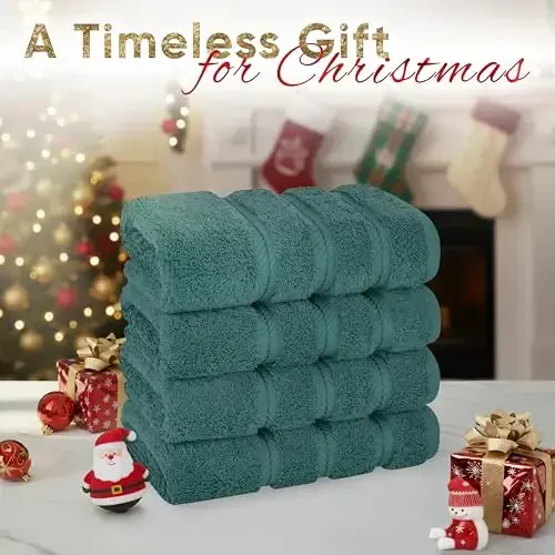 American Soft Linen Luxury Hand Towels for Bathroom, 600 GSM 100% Cotton Turkish 4 Piece Hand Towel Set, 600 GSM Hand Face Towels for Kitchen, Teal Hand Towels - AMERICAN SOFT LINEN (1)