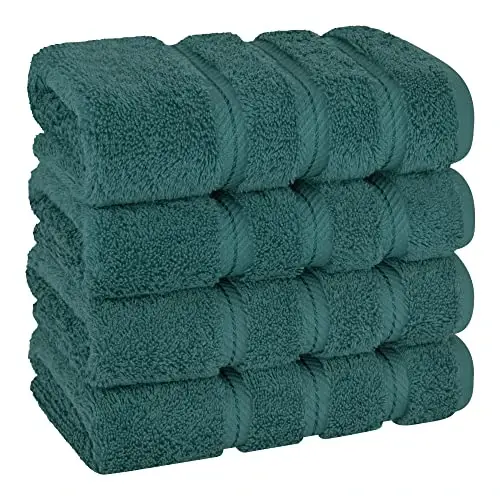 American Soft Linen Luxury Hand Towels for Bathroom, 600 GSM 100% Cotton Turkish 4 Piece Hand Towel Set, 600 GSM Hand Face Towels for Kitchen, Teal Hand Towels 