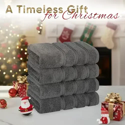 American Soft Linen Luxury Hand Towels for Bathroom, 600 GSM 100% Cotton Turkish 4 Piece Hand Towel Set, 600 GSM Hand Face Towels for Kitchen, Dark Gray Hand Towels - 2