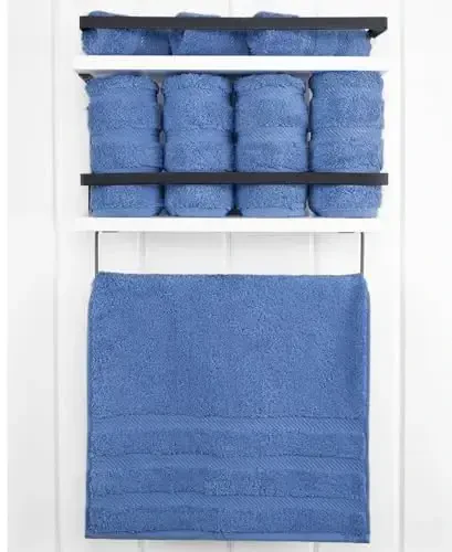 American Soft Linen Luxury Hand Towels for Bathroom, 600 GSM 100% Cotton Turkish 4 Piece Hand Towel Set, 600 GSM Hand Face Towels for Kitchen, Electric Blue Hand Towels - 3