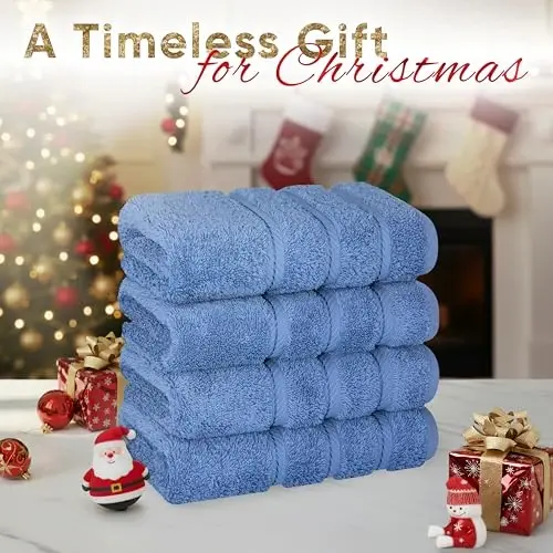 American Soft Linen Luxury Hand Towels for Bathroom, 600 GSM 100% Cotton Turkish 4 Piece Hand Towel Set, 600 GSM Hand Face Towels for Kitchen, Electric Blue Hand Towels - AMERICAN SOFT LINEN (1)
