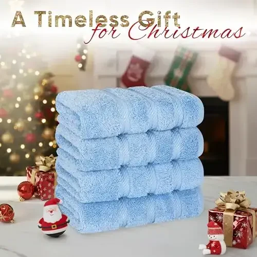 American Soft Linen Luxury Hand Towels for Bathroom, 600 GSM 100% Cotton Turkish 4 Piece Hand Towel Set, 600 GSM Hand Face Towels for Kitchen, Sky Blue Hand Towels - 2