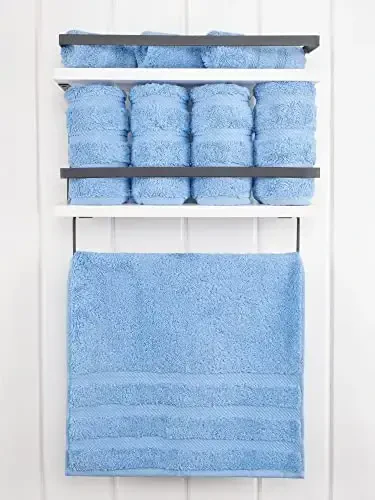American Soft Linen Luxury Hand Towels for Bathroom, 600 GSM 100% Cotton Turkish 4 Piece Hand Towel Set, 600 GSM Hand Face Towels for Kitchen, Sky Blue Hand Towels - 3