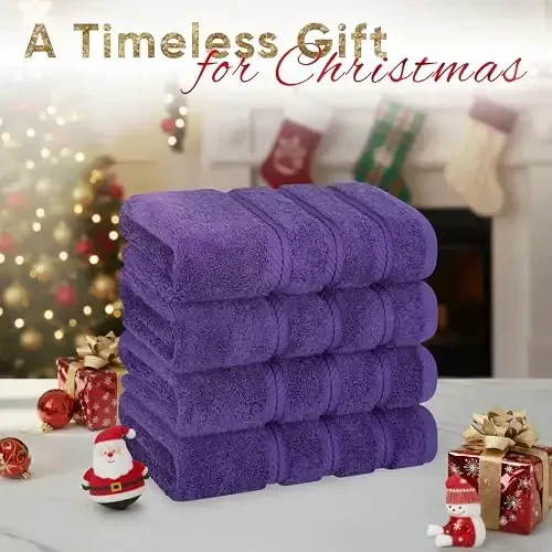 American Soft Linen Luxury Hand Towels for Bathroom, 600 GSM 100% Cotton Turkish 4 Piece Hand Towel Set, 600 GSM Hand Face Towels for Kitchen, Purple Hand Towels - AMERICAN SOFT LINEN (1)