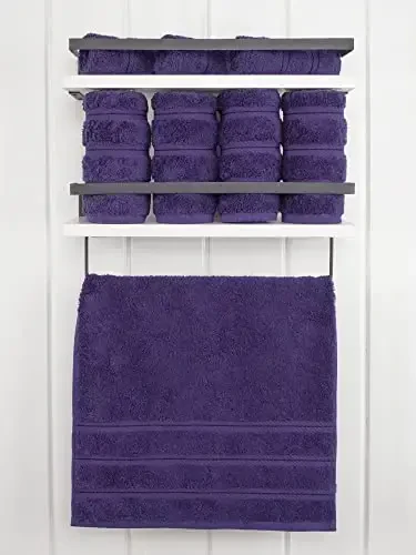 American Soft Linen Luxury Hand Towels for Bathroom, 600 GSM 100% Cotton Turkish 4 Piece Hand Towel Set, 600 GSM Hand Face Towels for Kitchen, Purple Hand Towels - 3