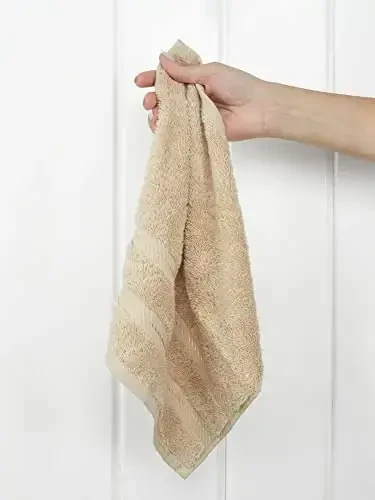 American Soft Linen Luxury Washcloths for Bathroom, 600 GSM 100% Cotton 4 Piece Turkish Wash Cloth Set, 13x13 in Soft Rags for Body and Face, Beige Washcloths - 3