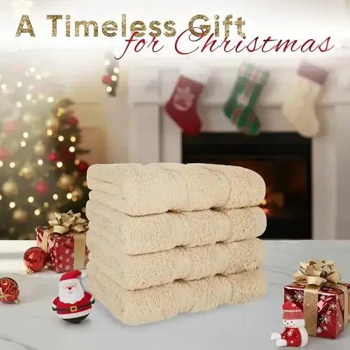 American Soft Linen Luxury Washcloths for Bathroom, 600 GSM 100% Cotton 4 Piece Turkish Wash Cloth Set, 13x13 in Soft Rags for Body and Face, Beige Washcloths - AMERICAN SOFT LINEN (1)