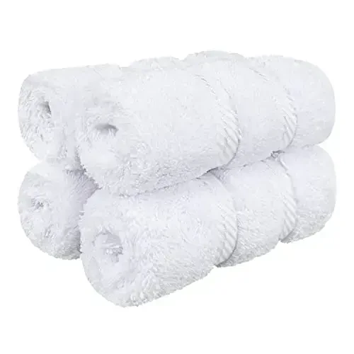 American Soft Linen Luxury Washcloths for Bathroom, 600 GSM 100% Cotton 4 Piece Turkish Wash Cloth Set, 13x13 in Soft Rags for Body and Face, White Washcloths - AMERICAN SOFT LINEN