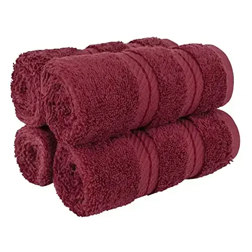 American Soft Linen Luxury Washcloths for Bathroom, 600 GSM 100% Cotton 4 Piece Turkish Wash Cloth Set, 13x13 in Soft Rags for Body and Face, Bordeaux Washcloths - AMERICAN SOFT LINEN