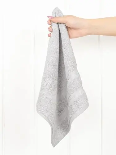 American Soft Linen Luxury Washcloths for Bathroom, 600 GSM 100% Cotton 4 Piece Turkish Wash Cloth Set, 13x13 in Soft Rags for Body and Face, Silver Gray Washcloths - 2