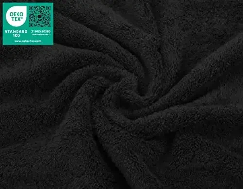 American Soft Linen Luxury Washcloths for Bathroom, 600 GSM 100% Cotton 4 Piece Turkish Wash Cloth Set, 13x13 in Soft Rags for Body and Face, Black Washcloths - 4