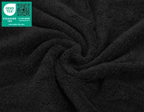 American Soft Linen Luxury Washcloths for Bathroom, 600 GSM 100% Cotton 4 Piece Turkish Wash Cloth Set, 13x13 in Soft Rags for Body and Face, Black Washcloths - 3