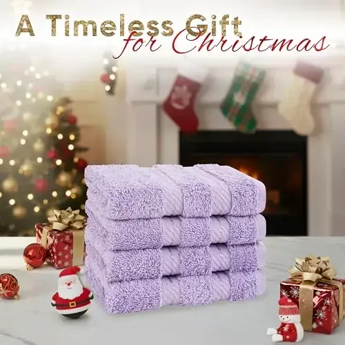 American Soft Linen Luxury Washcloths for Bathroom, 600 GSM 100% Cotton 4 Piece Turkish Wash Cloth Set, 13x13 in Soft Rags for Body and Face, Lilac Washcloths - 2
