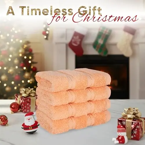 American Soft Linen Luxury Washcloths for Bathroom, 600 GSM 100% Cotton 4 Piece Turkish Wash Cloth Set, 13x13 in Soft Rags for Body and Face, Peach Washcloths - AMERICAN SOFT LINEN (1)