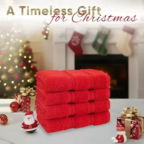 American Soft Linen Luxury Washcloths for Bathroom, 600 GSM 100% Cotton 4 Piece Turkish Wash Cloth Set, 13x13 in Soft Rags for Body and Face, Red Washcloths - AMERICAN SOFT LINEN (1)