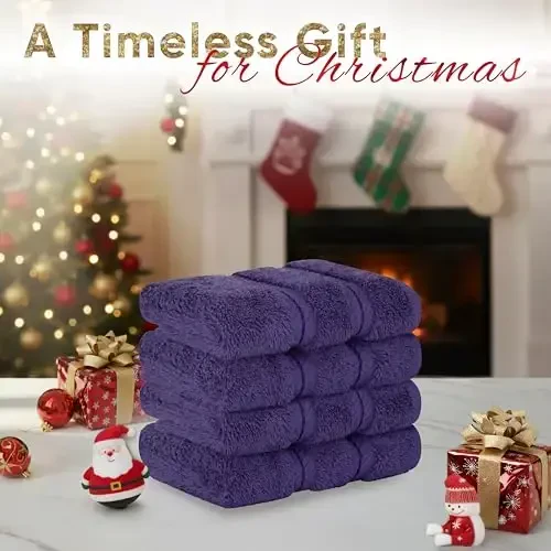 American Soft Linen Luxury Washcloths for Bathroom, 600 GSM 100% Cotton 4 Piece Turkish Wash Cloth Set, 13x13 in Soft Rags for Body and Face, Purple Washcloths - AMERICAN SOFT LINEN (1)