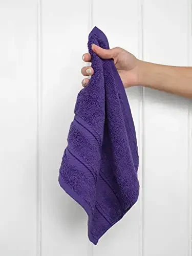 American Soft Linen Luxury Washcloths for Bathroom, 600 GSM 100% Cotton 4 Piece Turkish Wash Cloth Set, 13x13 in Soft Rags for Body and Face, Purple Washcloths - 3