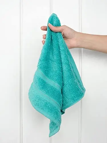 American Soft Linen Luxury Washcloths for Bathroom, 600 GSM 100% Cotton 4 Piece Turkish Wash Cloth Set, 13x13 in Soft Rags for Body and Face, Turquoise Blue Washcloths - AMERICAN SOFT LINEN (1)