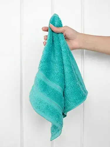 American Soft Linen Luxury Washcloths for Bathroom, 600 GSM 100% Cotton 4 Piece Turkish Wash Cloth Set, 13x13 in Soft Rags for Body and Face, Turquoise Blue Washcloths - 3