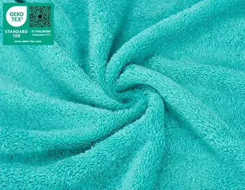 American Soft Linen Luxury Washcloths for Bathroom, 600 GSM 100% Cotton 4 Piece Turkish Wash Cloth Set, 13x13 in Soft Rags for Body and Face, Turquoise Blue Washcloths - 4