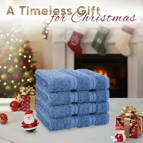 American Soft Linen Luxury Washcloths for Bathroom, 600 GSM 100% Cotton 4 Piece Turkish Wash Cloth Set, 13x13 in Soft Rags for Body and Face, Electric Blue Washcloths - AMERICAN SOFT LINEN (1)