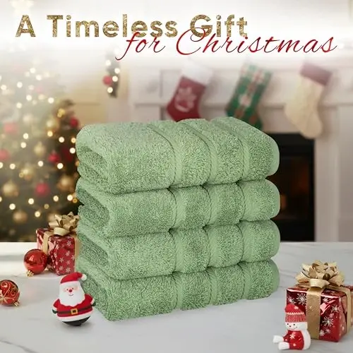 American Soft Linen Luxury Hand Towels for Bathroom, 600 GSM 100% Cotton Turkish 4 Piece Hand Towel Set, 600 GSM Hand Face Towels for Kitchen, Sage Green Hand Towels - 2