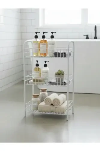 Banyo Metal Raf Banyo Düzenleyici Çok Amaçlı Metal Raf (80x40x23 cm. )-Beyaz - 1