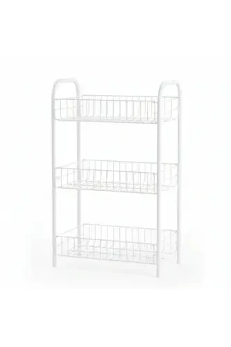 Banyo Metal Raf Banyo Düzenleyici Çok Amaçlı Metal Raf (80x40x23 cm. )-Beyaz - 4